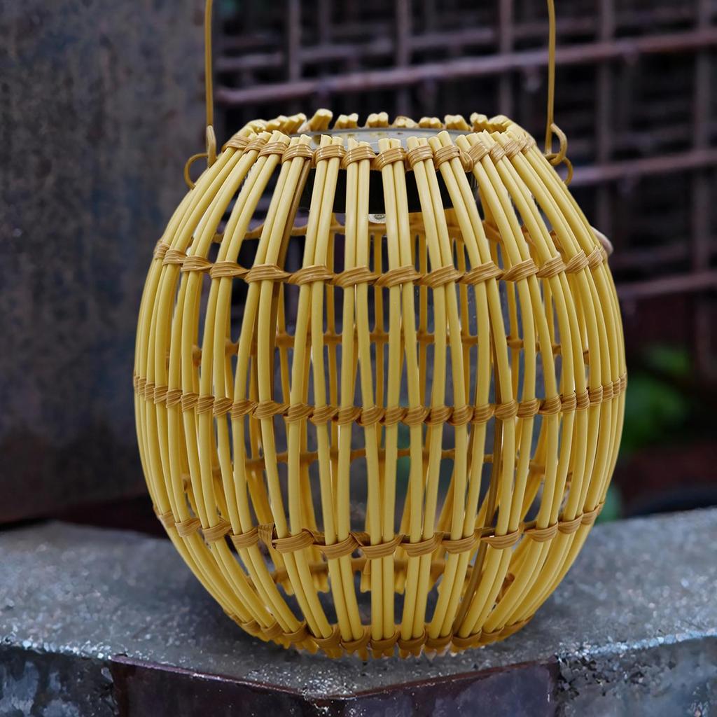 Solar Lanterns Weatherproof Rattan Light Boho Solar Powered Lanterns for Garden Pathway Patio Yard Home Porch Fence Gate Wall