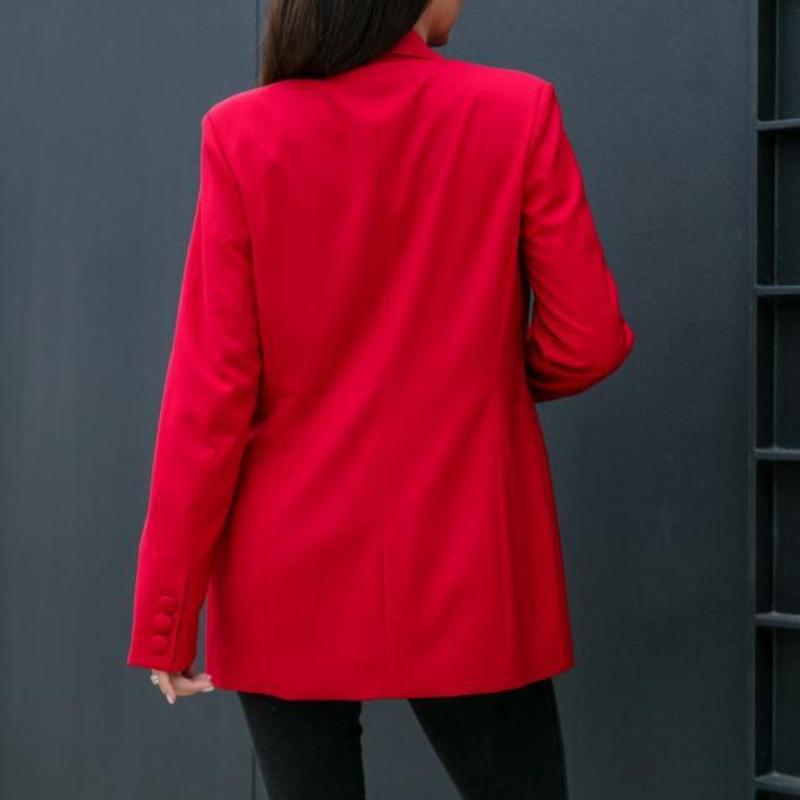 BITCED Women's Autumn/Winter Long Sleeve Double Breasted Blazer Collar Jacket