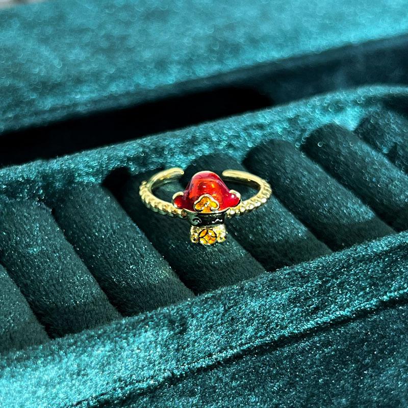 2026 Red Lantern Unique Design Sense National Trendy Personality Ring Women s Cold Wind Temperament Niche Design Sense Ring Resizable