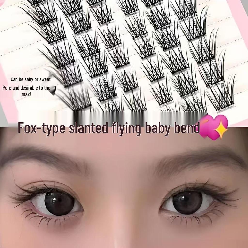 Playful Little Fox Baby Curve False Eyelashes - Natural, Realistic, Slanted Flying Fox Style
