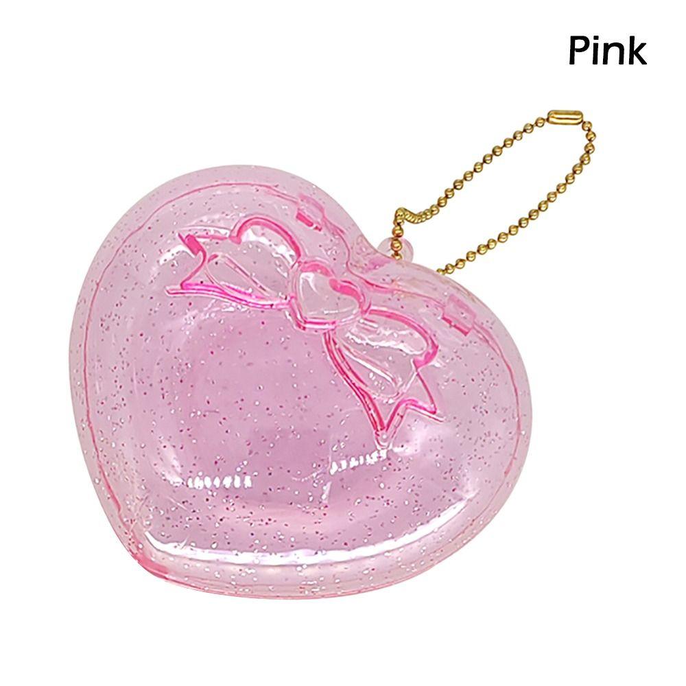 

1 шт., пластиковая коробка для хранения ювелирных изделий, конфет, с брелоком в форме сердца, футляр для ювелирных изделий Love, сверкающий синий розовый цвет розовый