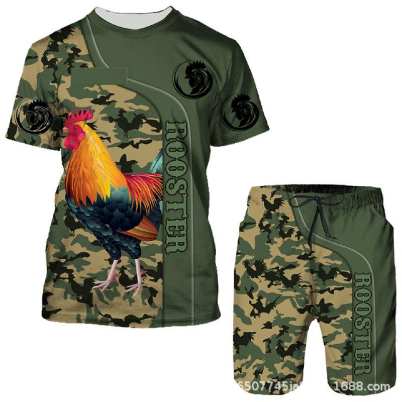 მამაკაცის შორტები მაისური კომპლექტი კოსტიუმები გრაფიკული ოპტიკური ილუზია ტანსაცმელი გარე ყოველდღიური მოკლე სახელოები 2 ცალი დიზაინერი შემთხვევითი