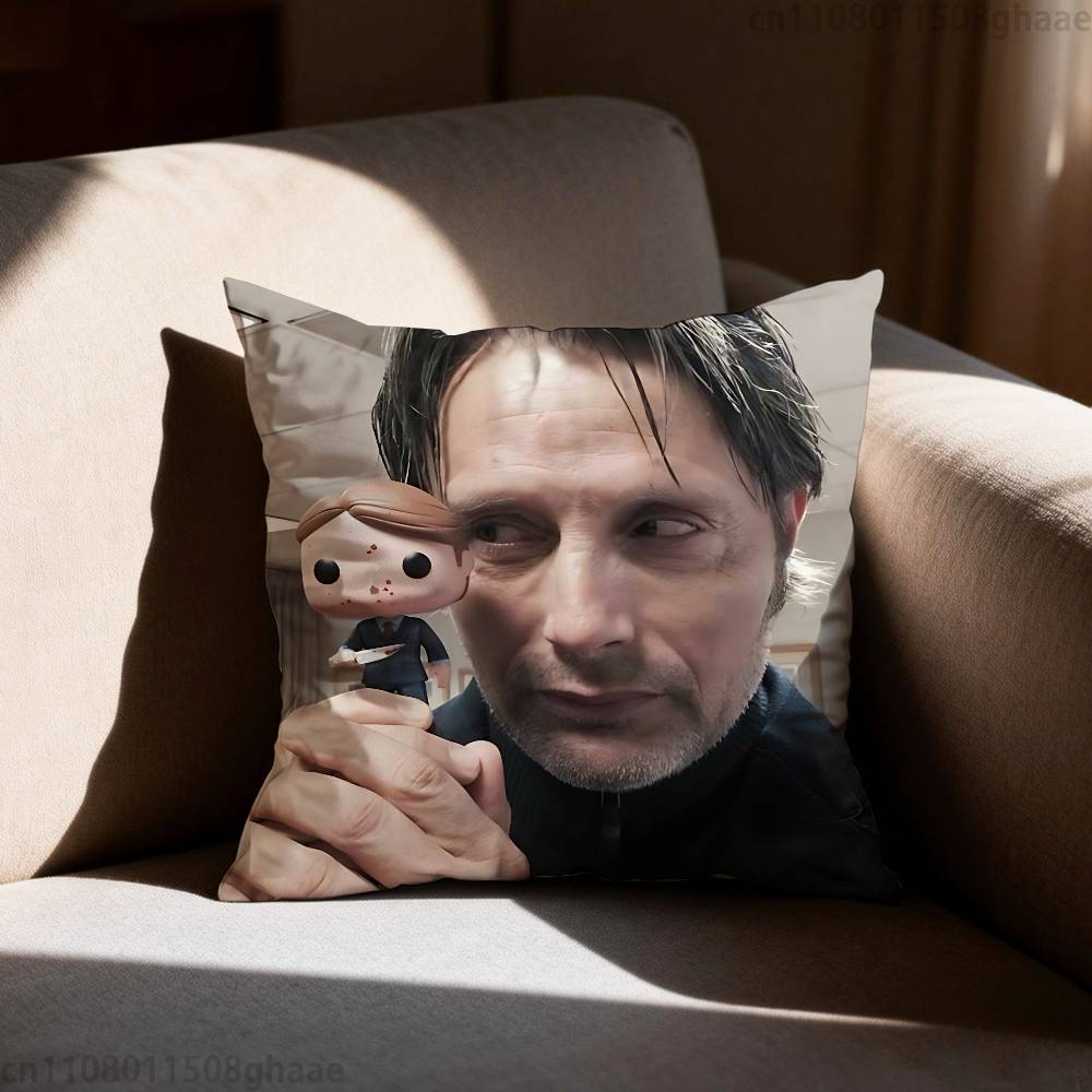 Vtipný povlak na polštář Mads Mikkelsen Hannibal Povlak na polštář Potah na polštář do obývacího pokoje Pohovka Vhodné pro domácí ložnici Dekorace místnosti