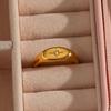 European-American Fashion 18K Gold Plated Stainless Steel Oval Star Zircon Ring