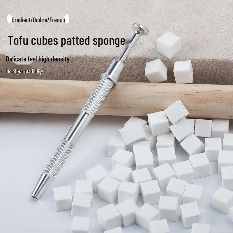 Mini Tofu Gradient Blending Sponge & Brush Set for Blush and Nail Art