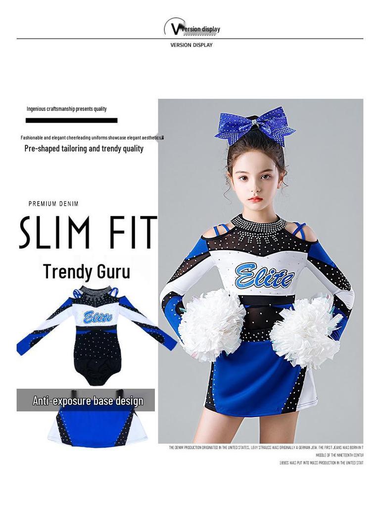 Girls' Long Sleeve Cheerleading Performance Costume for Competitions