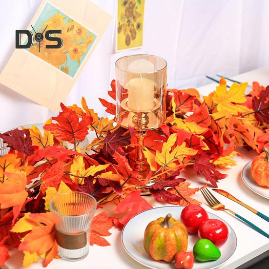 175/200CM Künstliche Ahornblattgirlande für Haus, Garten, drinnen und draußen, zum Aufhängen, künstliche rote Blätter, Pflanzen, Reben, Halloween, Erntedankfest, Dekoration