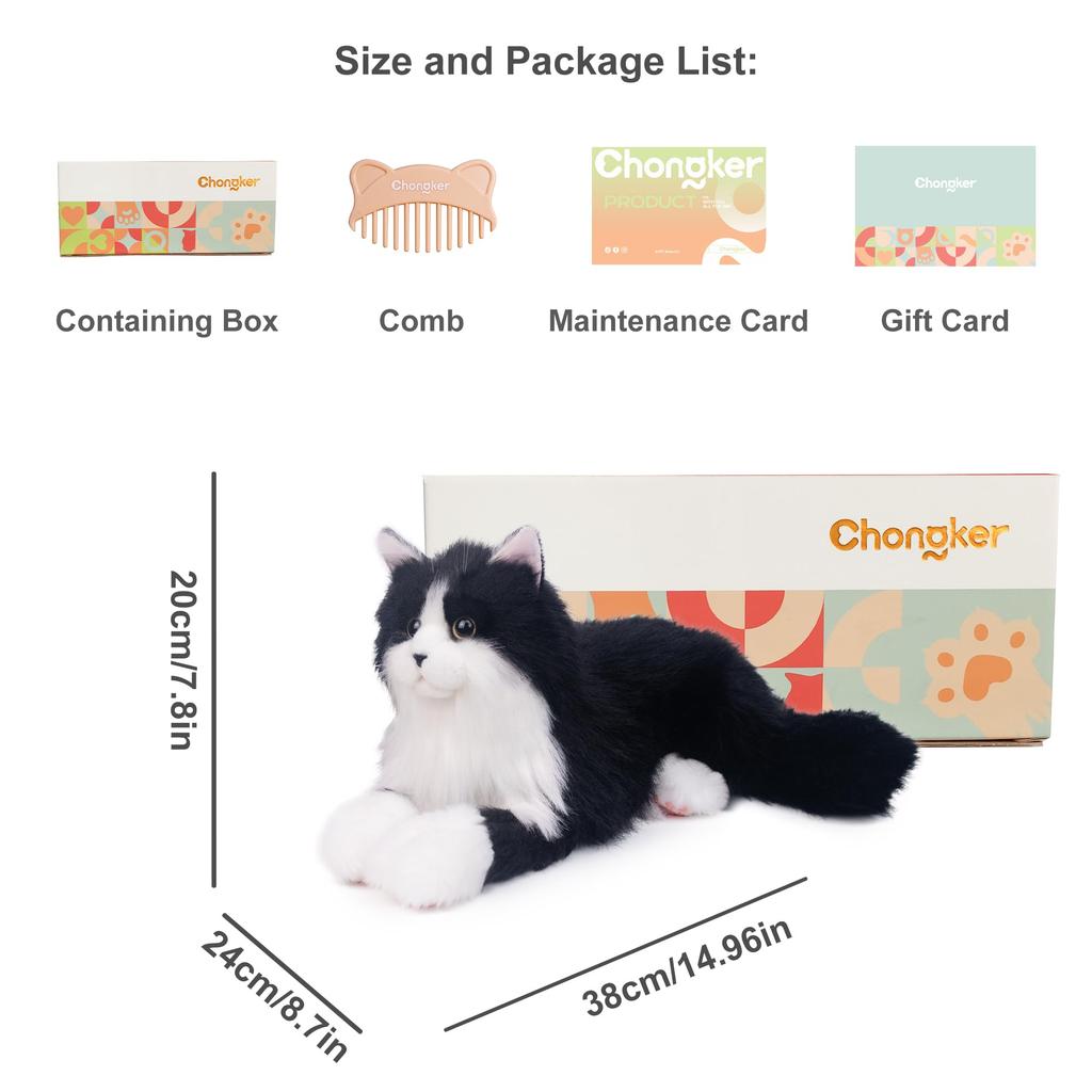 Peluche de Gato Realista y Vivo Chongker Hecho a Mano Suave Lindo y Relajante Perfecto como Regalo de Cumpleaños o Aniversario para Gatos y Juguete para Personas Mayores,