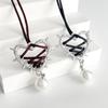 Exaggeration Vintage Elegant Trendy Metal Heart Necklace Ribbon Pearl Pendant Clavicle Chain For Women  Jewelry
