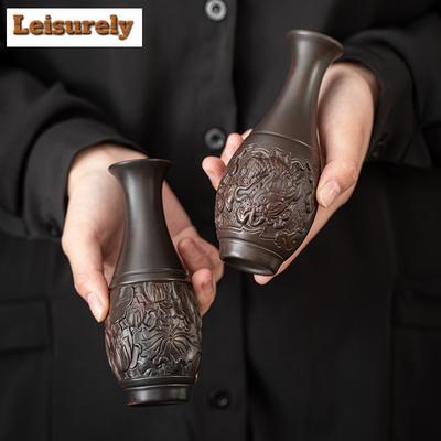 Creative Qingxi Purple Pottery Small Vase Luxury Planters Ornaments for Home Plant Pot Household Flowerpot for Tea Supplies Gift