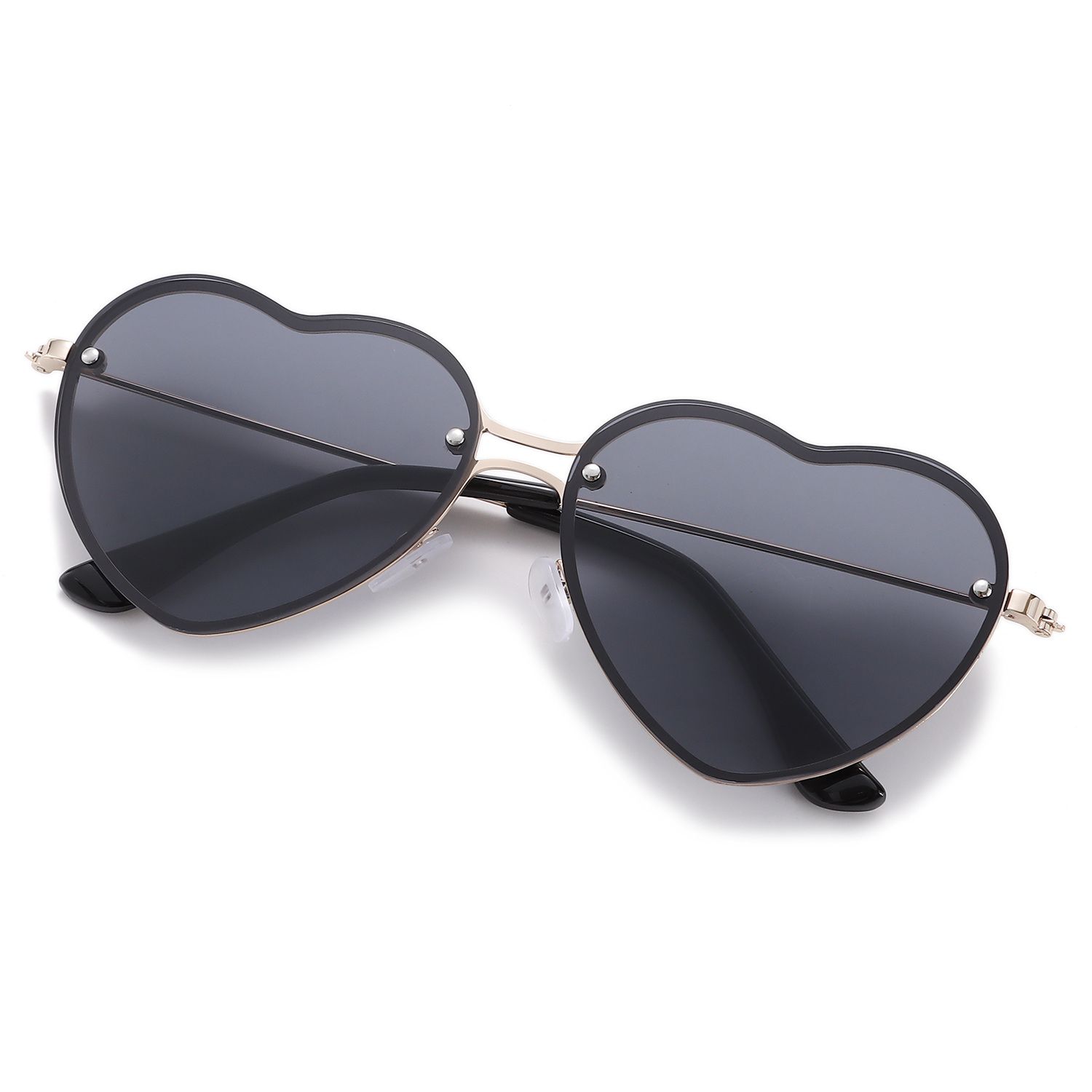 

Prom Heart Glasses Halloween Sun Glasses Pink Hippie Sunglasses Heart-Shaped Sunglasses Rimless Dark Grey