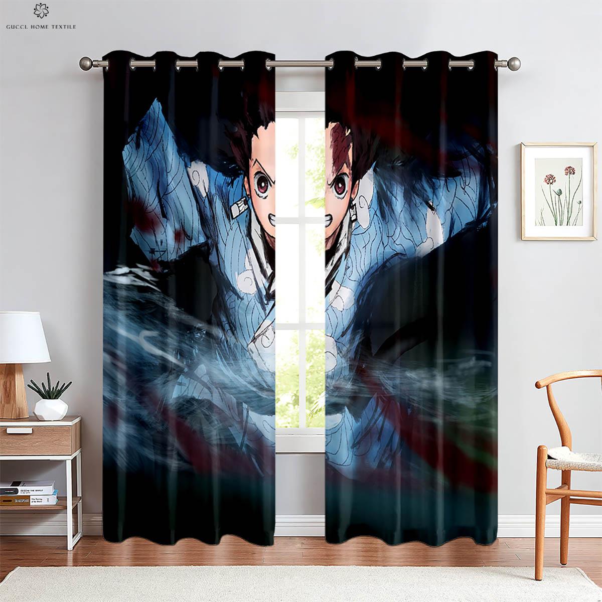 

Аниме Мультфильм Девушка Японский Комикс Принт Шторы, Детская Комната, Общежитие, Гостиная, Кабинет, Декоративные, 2 шт. W140xH180(CM)x2PCS&Grommet Top
