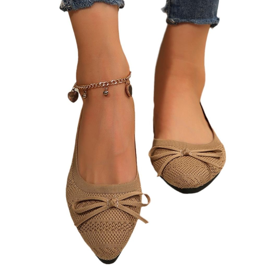 New Type of Women's Knitted Flat Shoes with A Shallow Mouth and Flying Woven Shoes