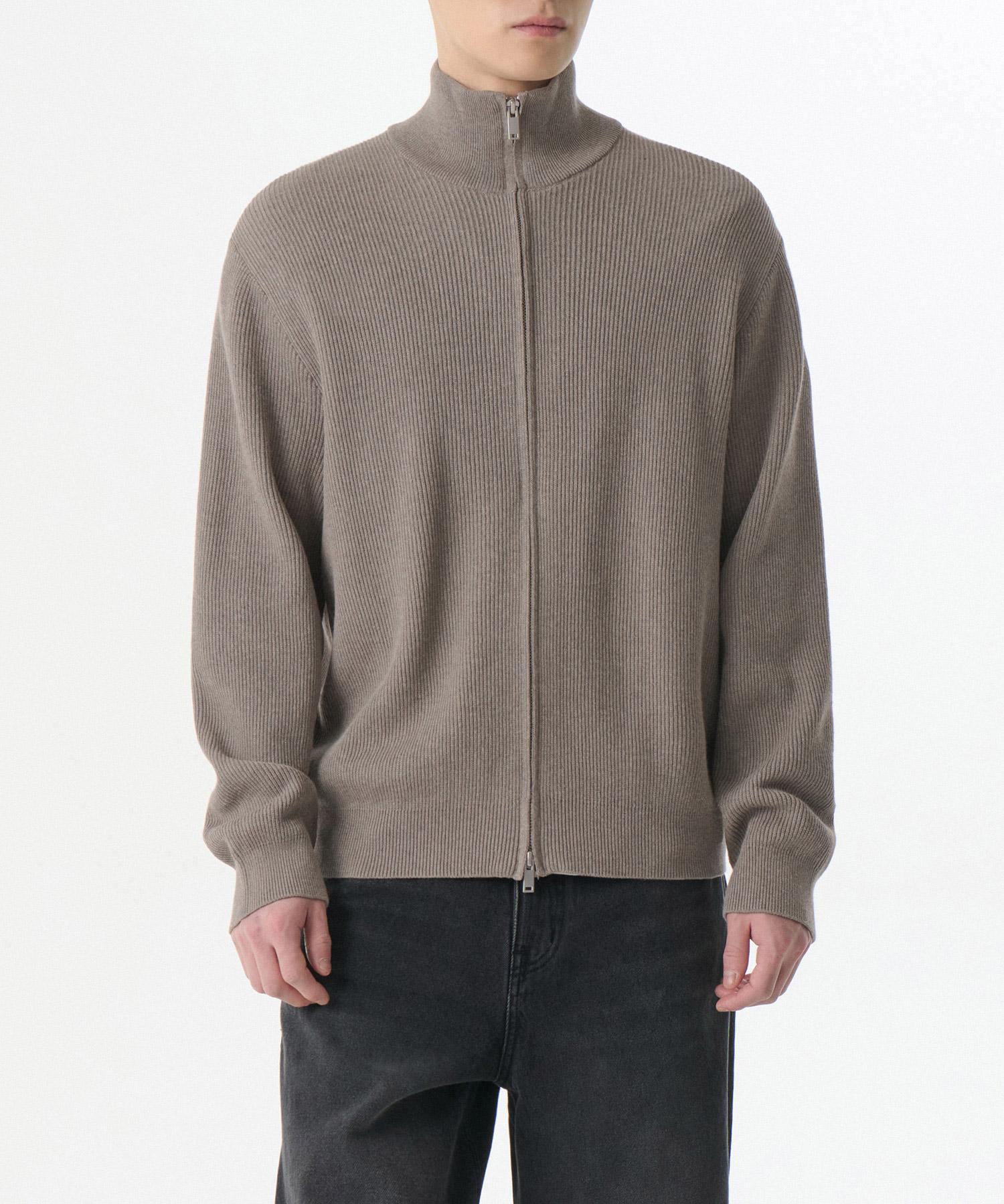 Musinsa Standard Cotton High-Neck Knit Zip-Up [Taupe] Toph/Xl
