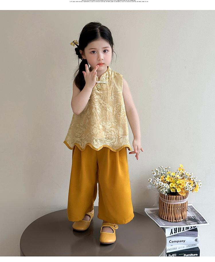 Girls' Summer Style Chinese Style Set 2026 New Hanfu Baby New Chinese Style Sleeveless Top Wide Leg Pants Summer Tang Dress