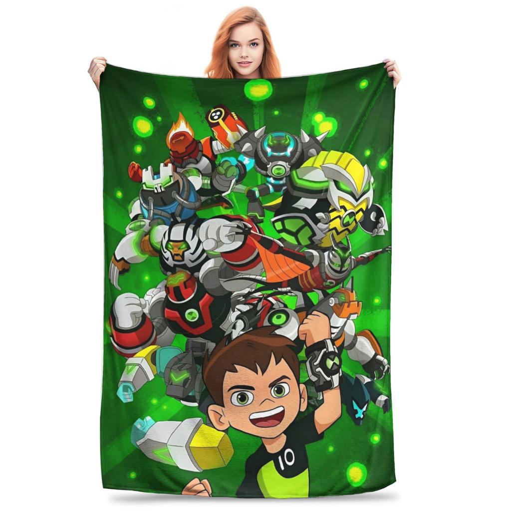 Ben 10 Obcy Ben Tennyson Omnitrix Gra Koc Miękki Ciepły Koc Kładziony Flanelowy Dekoracja na Lato Klimatyzację Pościel