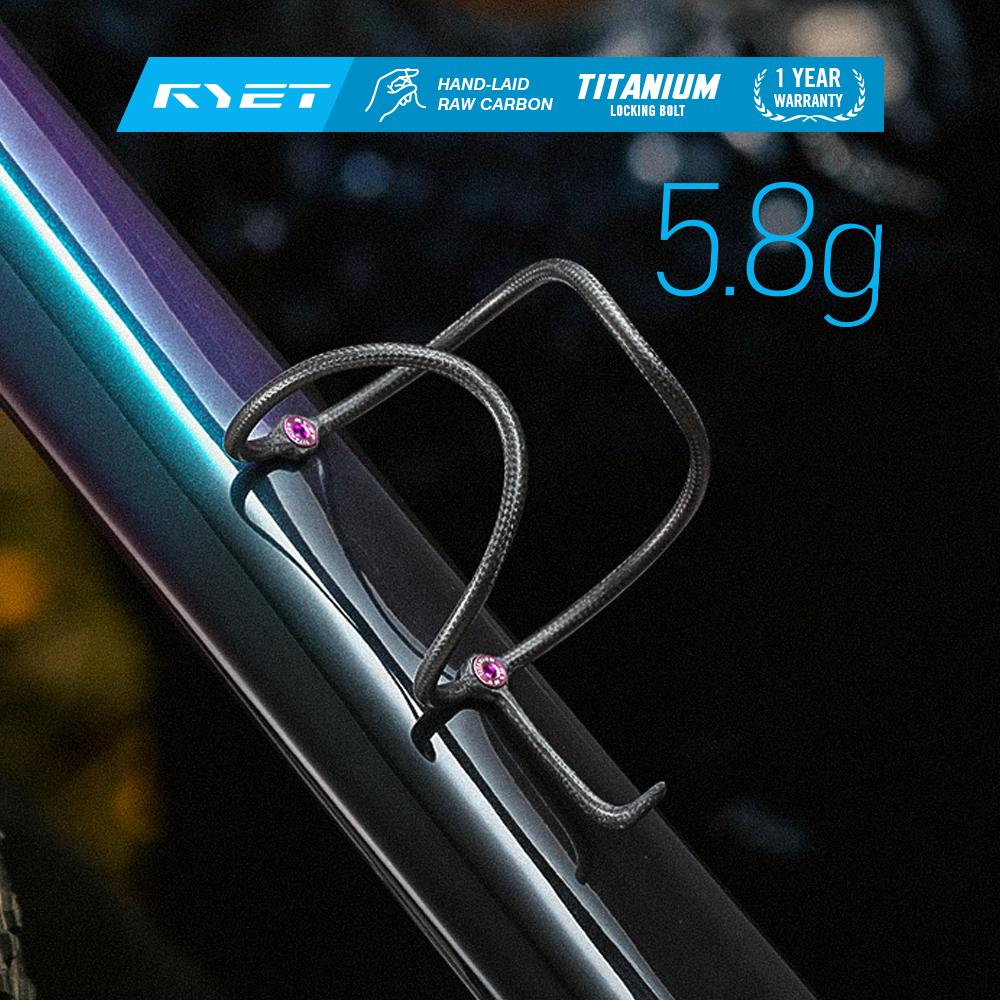 RYET Handcrafted Raw Carbon Bottle Cage 5.8g Ultra Light High-Modulus HM Carbon Fiber with Titanium Bolt for Road Mountain Bike 6