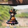 Pendant Car Acrylic With Witch And Pumpkin Design For Halloween Auto Interior
