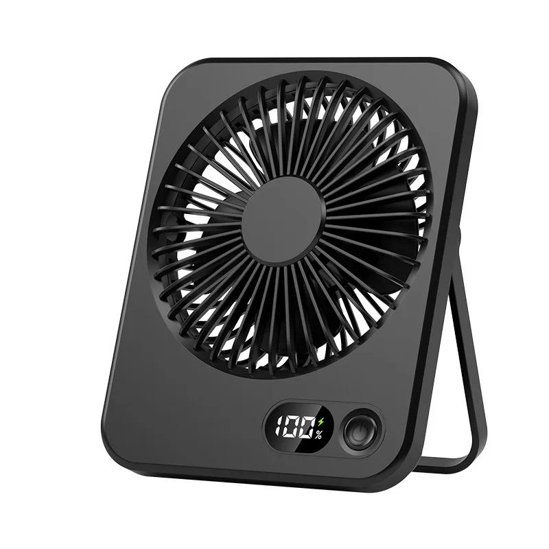 Desk Fan Portable USB Rechargeable Fan 180° Tilt Folding Personal Fan With Power Display 5 Speeds Ultra Quiet Table Fan