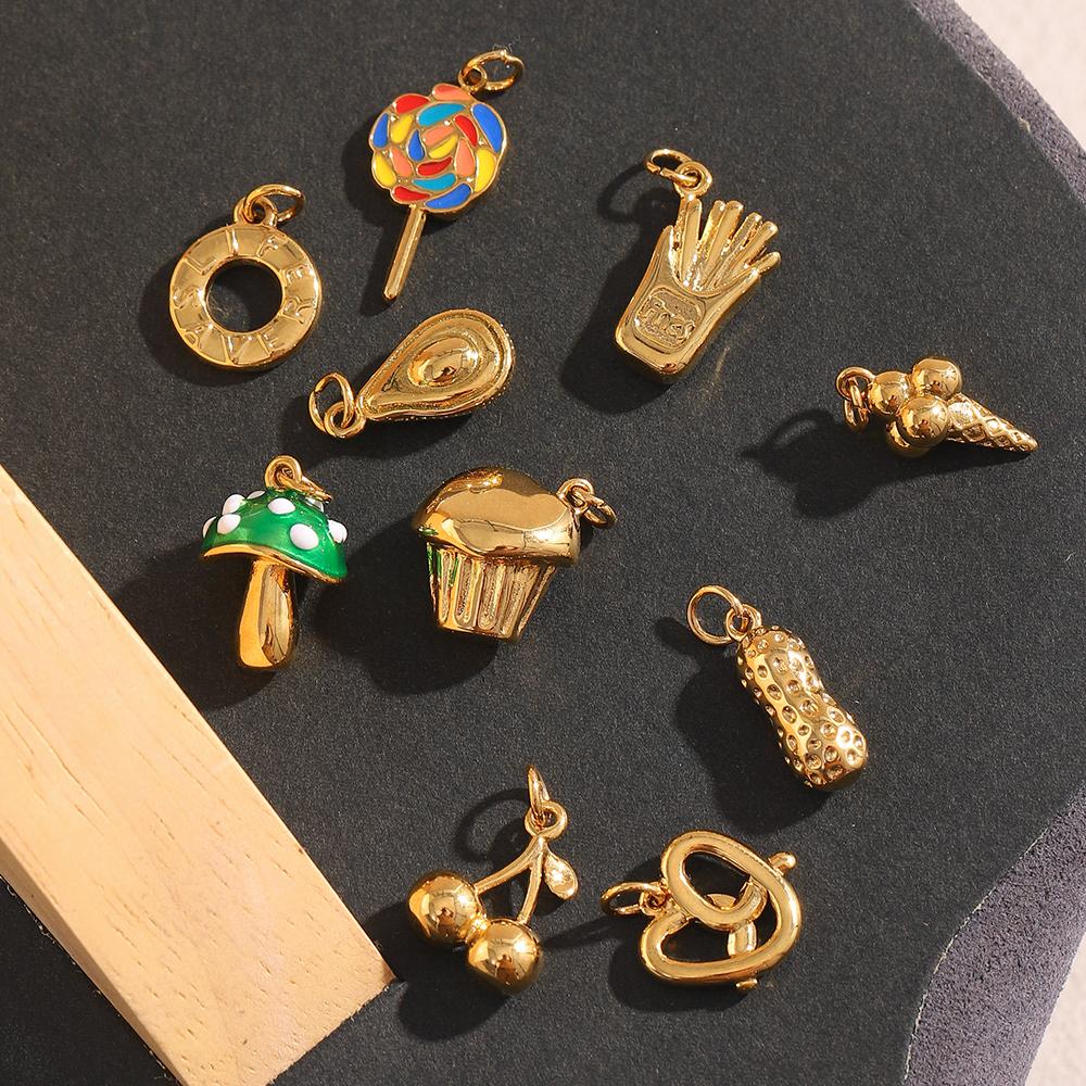 MamacitaSlay 316L Stainless Steel Enamel Fruit Cake Charms Earrings Necklace Bracelet DIY Accessories Women's Cute Pendant Gift