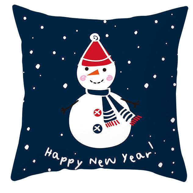 New Blue Snowflake Pillow Cover Winter Christmas Snowman Cushion Cover