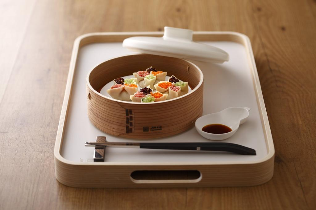 JIA Steam Pot Steamer with Steamer Basket 24cm Ceramic Pot White L Size