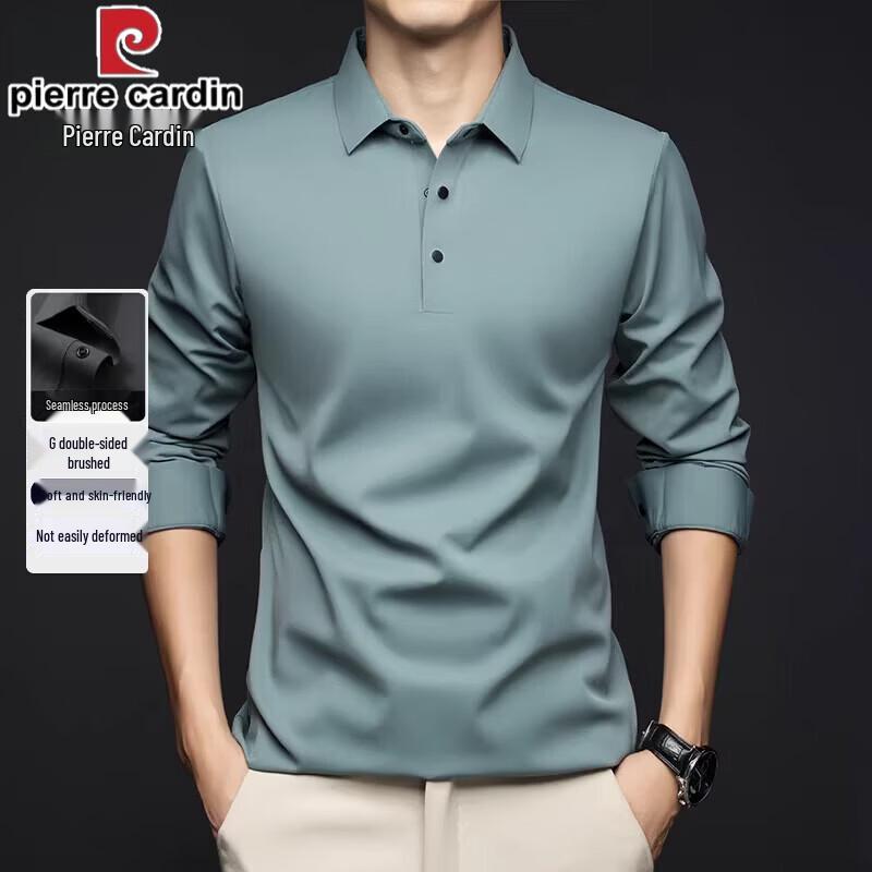 Pierre Cardin Men's Seamless Business Casual Long-Sleeve Polo Shirt