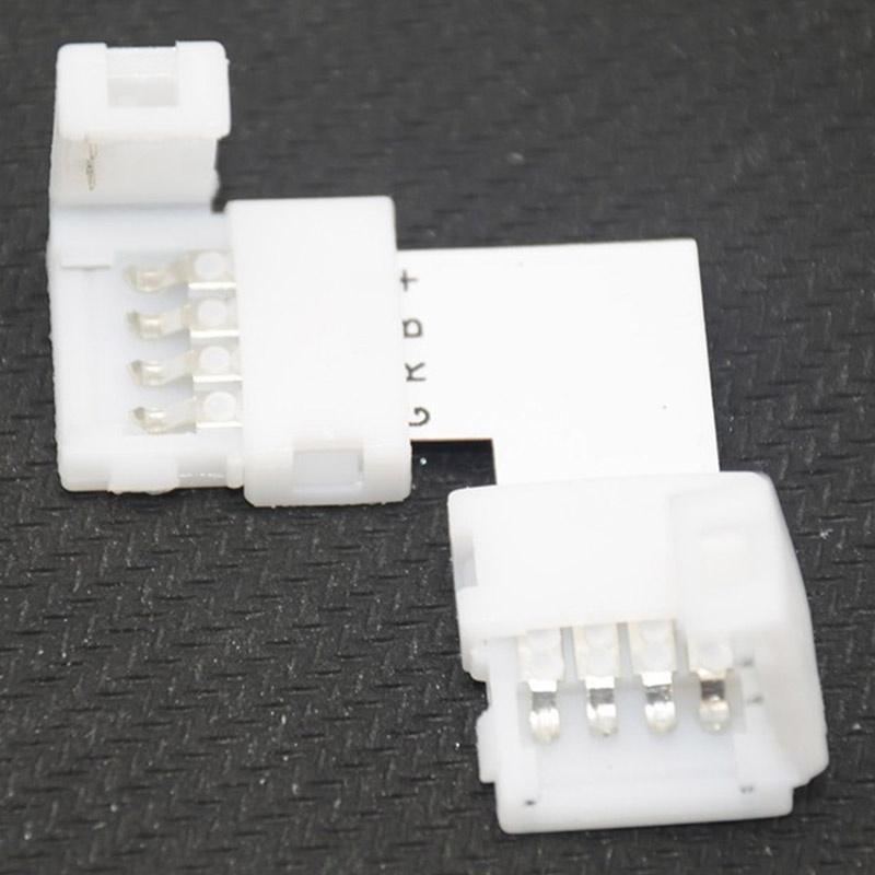 4 Packs L-shape 4Pin RGB 5050 LED Connector LED Strip Light Connectors