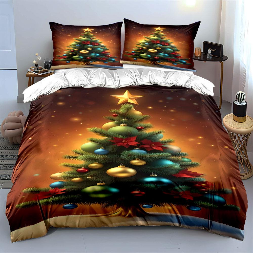 Golden Festive Tree Bedding Sets Duvet Cover Sets Duvet Covers Pillowcases(1*Duvet Cover 2*Pillowcases Without Duvet Insert)