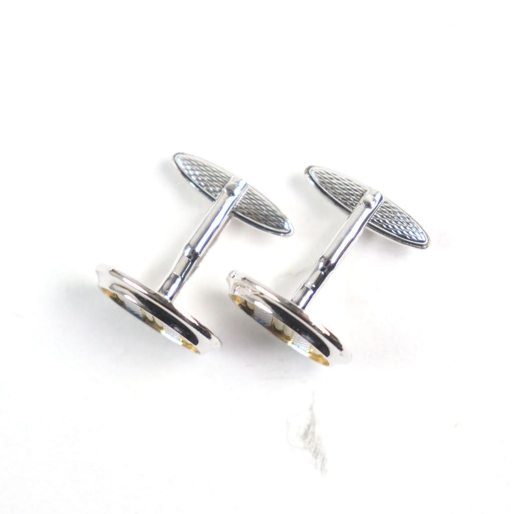 Excellent Dunhill Cufflinks cufflinks Oval Shape Bi-Color Textured Stripes Silver SV925 mens Used
