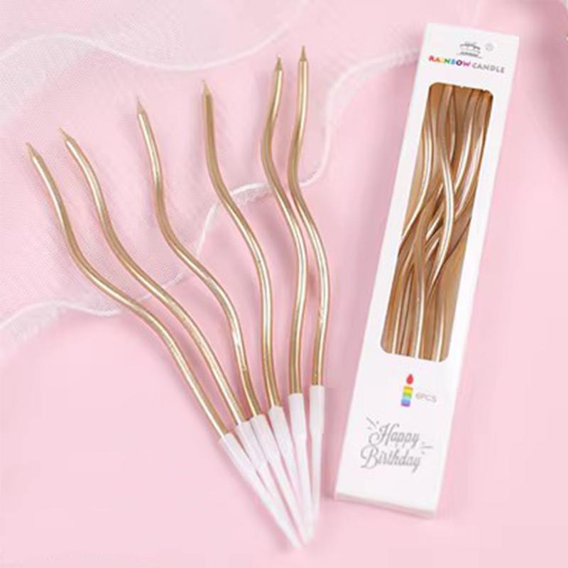 Candle Party Event  6pcs Curved Cake Candles  Original Birthday Wedding Decoration Festive Supplies