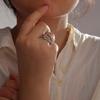 European & American Titanium Steel Heart Hollow Double-Headed Versatile Open Ring, 18K Gold Plated
