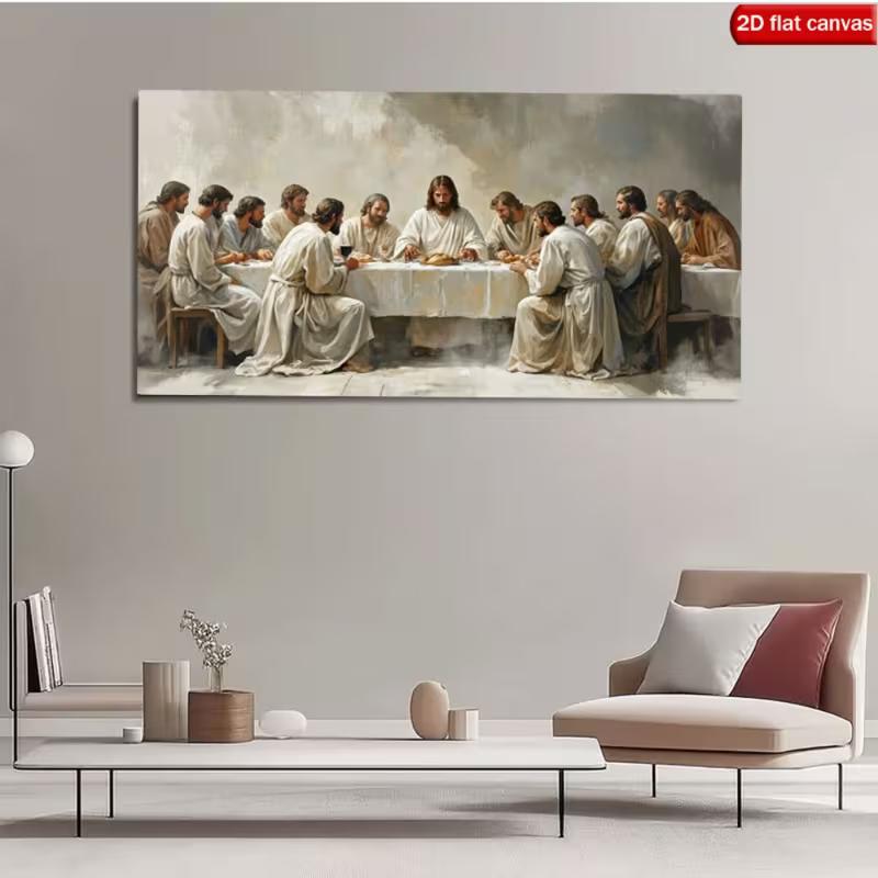 Religious Canvas Wall Art The Last Supper Fine Art Print - Panoramic Unframed Canvas Painting, Religious Wall Art Poster for Home Decor, Living Room