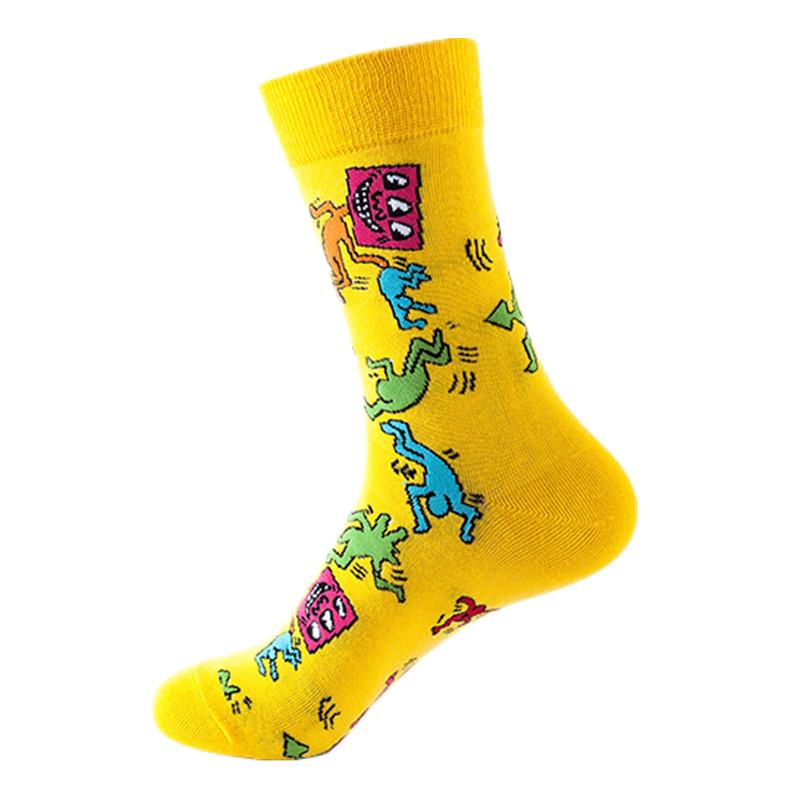 46 Patterns Cotton Fashion Geometry Business Men Happy Socks Unisex Boys Combed Hip Hop Street Skateboard Funny High Sox