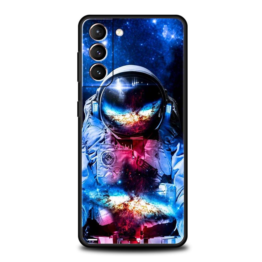 Cute Astronaut Moon Phone Case For Samsung Galaxy S23 S22 S21 S20 FE Ultra 5G S10 S10E S9 S8 Plus 10 20 Silicone Cover Bumper