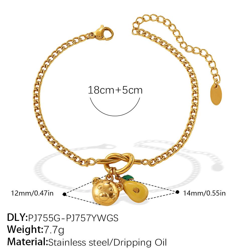 Diy Oil Drop Pendant Bracelet Women'S Stainless Steel Gold-Plated Simple Fashion Trend Jewelry