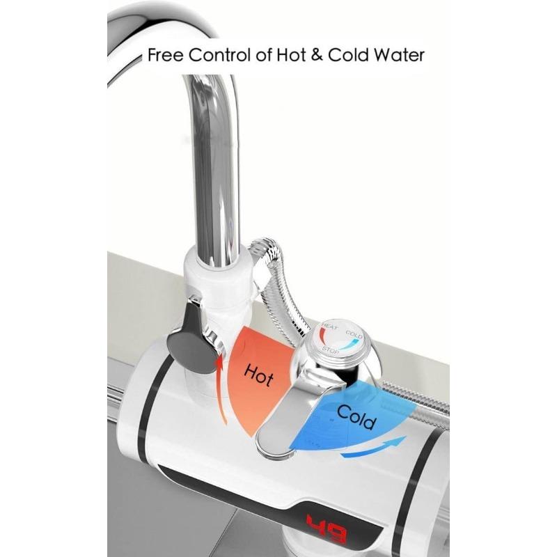 360° Rotating Rapid Heating Faucet Tankless Water Heater with LED Display and Hose, Complete Shower Set