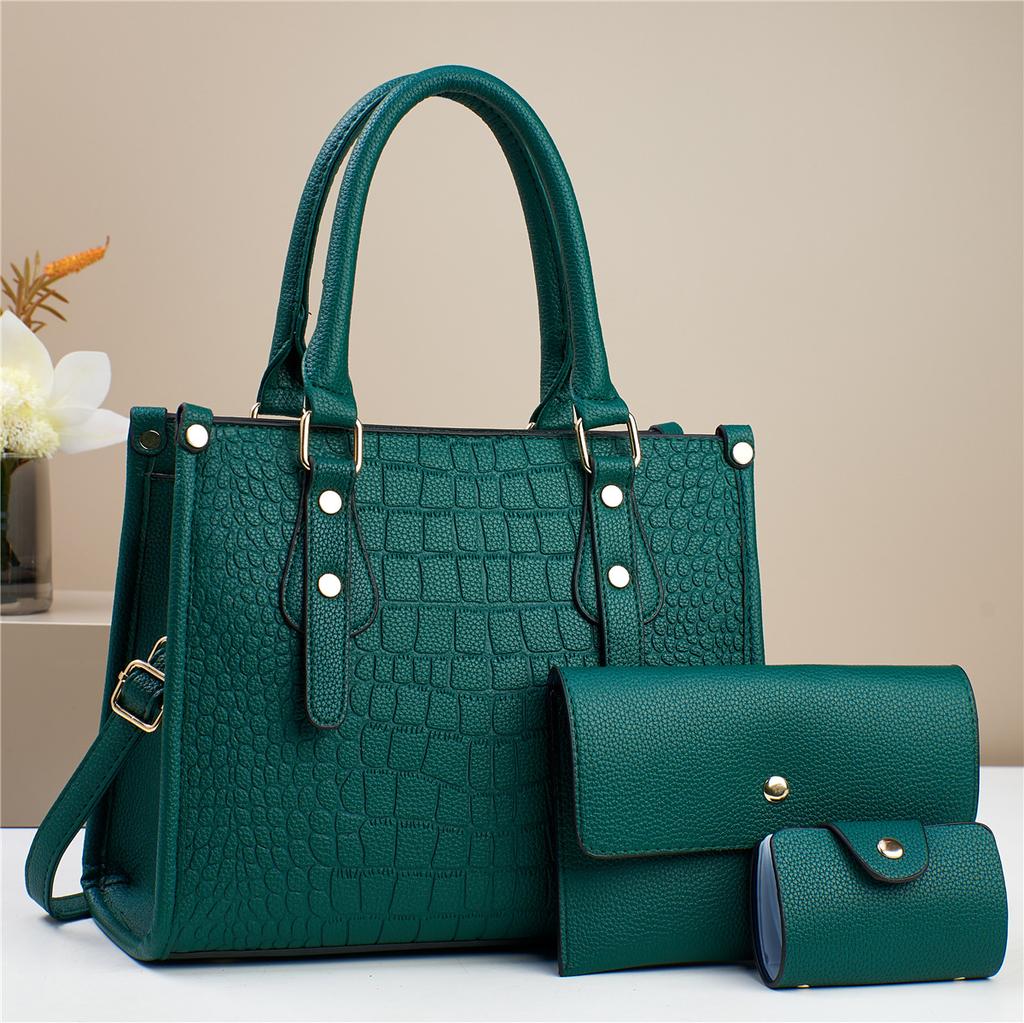Handbag, mother and child bag, three-piece set, women's bag, large-capacity shoulder messenger bag.