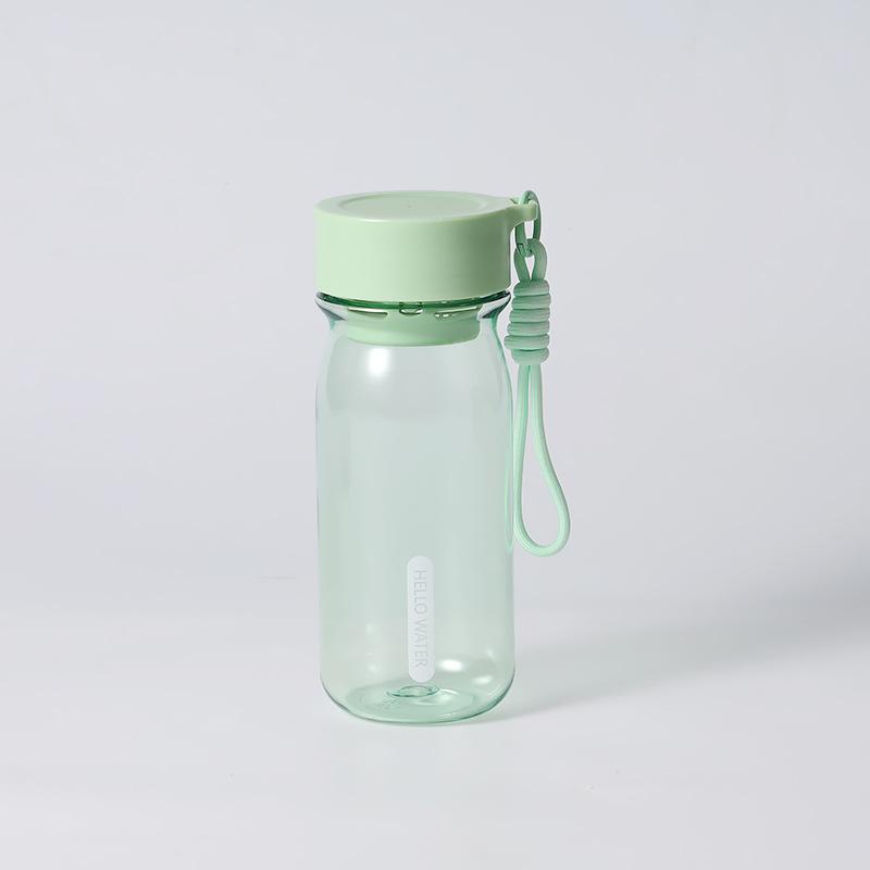 Water bottle simple portable plastic cup, transparent sports water cup with lanyard, student drinking water cup