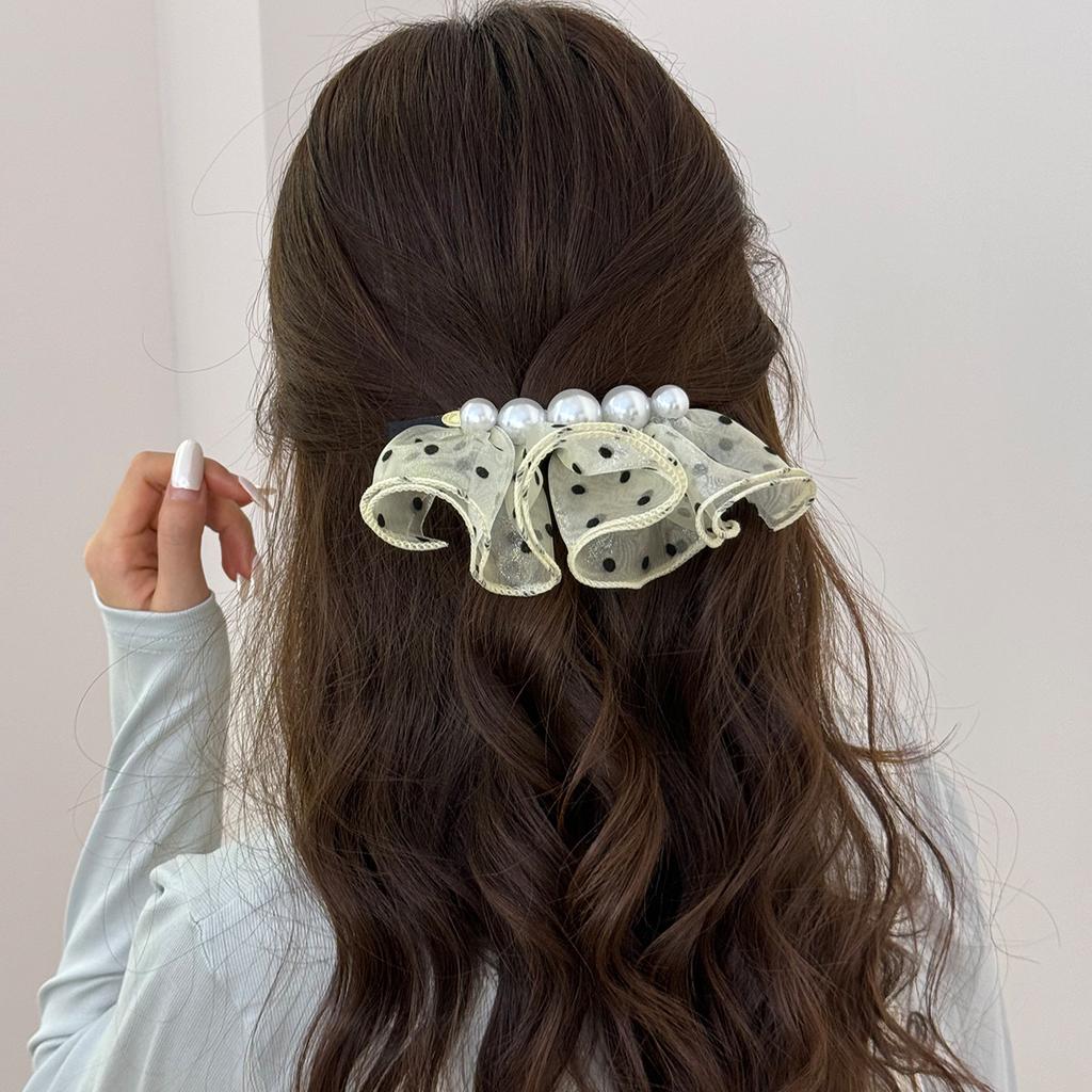 Elegant lace head flower temperament hair clips female back of the head senior sense tie spring clip ponytail buckle  new