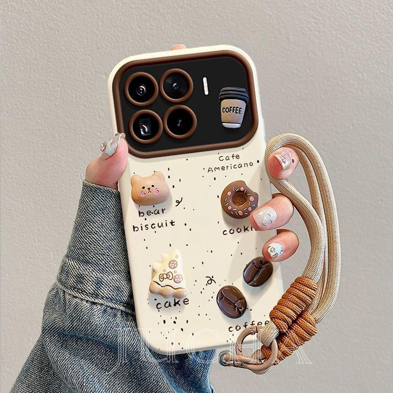 Applicable To Xiaomi Mi 15 Mobile Phone Case Ins Wind All-inclusive with Lanyard 14pro Anti-drop 13 All-inclusive 12 Three-dimensional Coffee Bear