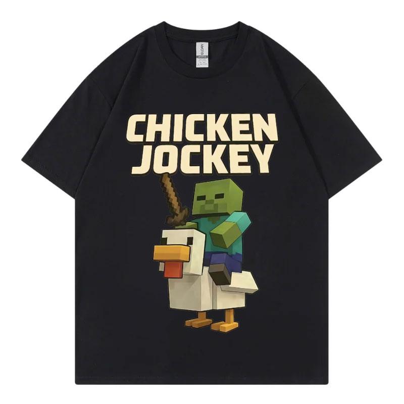 Chicken Jockey Game Cartoon Graphic T Shirt High Quality Fashion Short Sleeve Tshirt Men Women Casual Oversized Cotton Tshirts