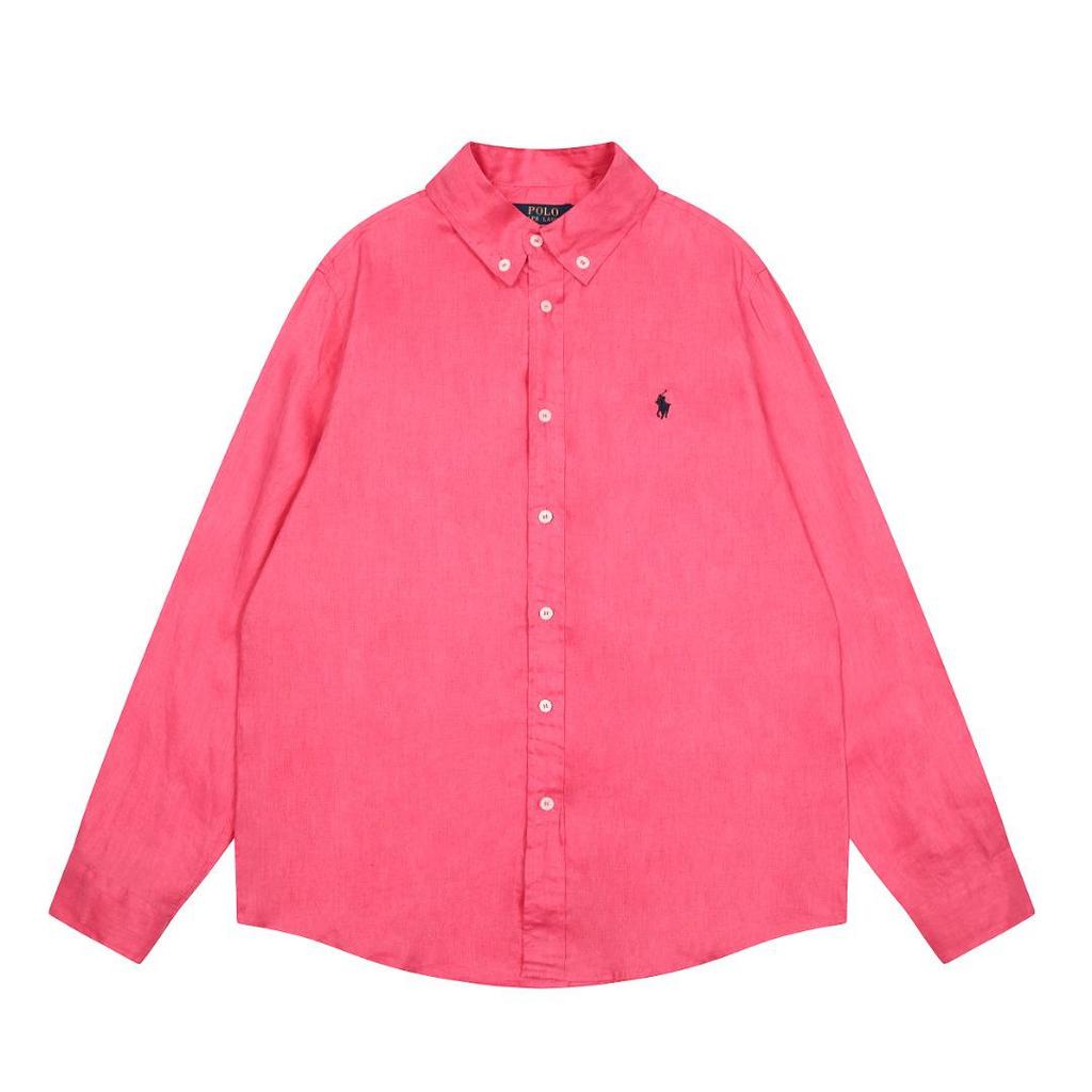 Ralph Lauren Unisex Polo: Little Horse Embroidery, Solid Color, Long Sleeve, Classic Casual Lapel Shirt