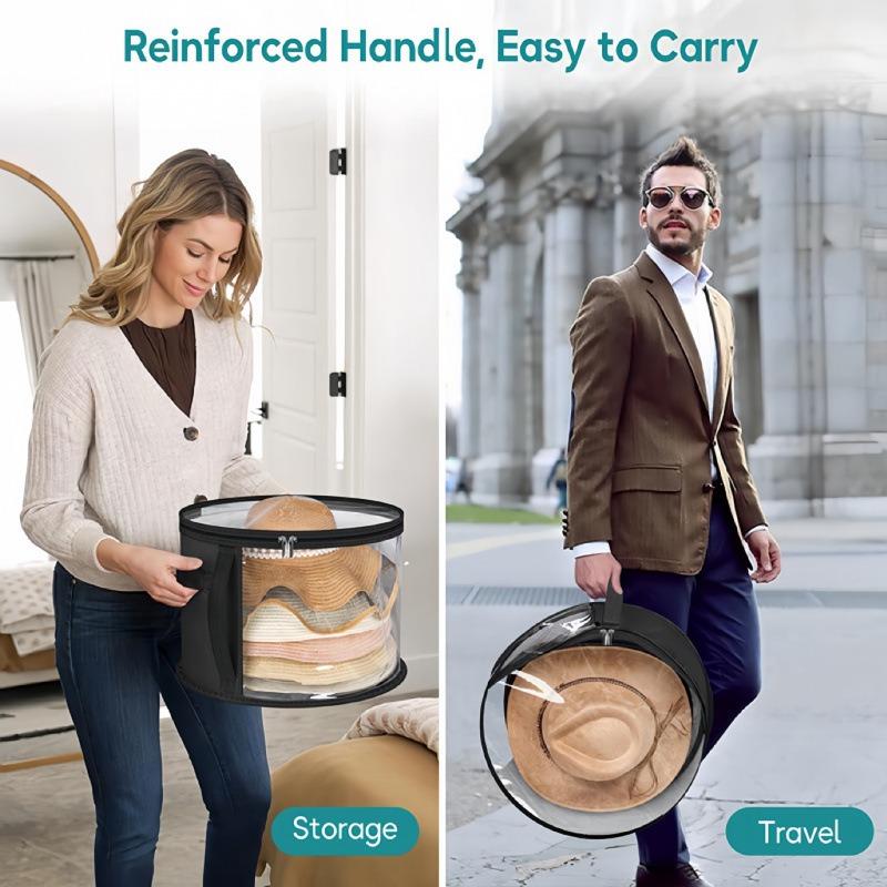 1Pc Hat Box Round Travel Hat Organizer Wear-Resistant Storage for Caps Headwear Accessories Convenient Durable Portable Fashion