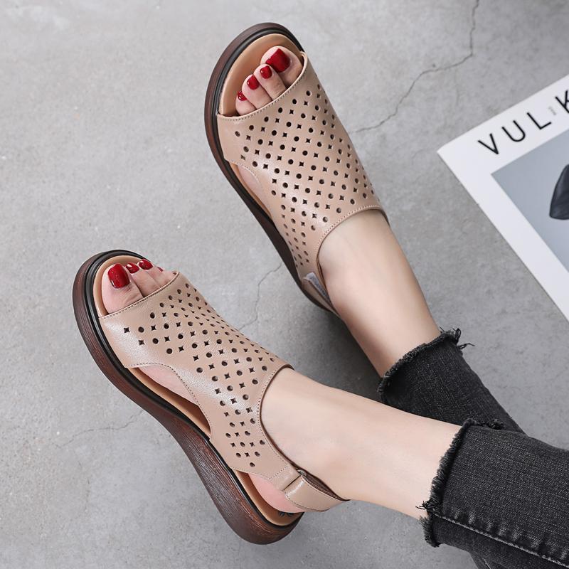 Fashion GKTINOO Women's Sandals Genuine Leather Platform Sandal 2025 Summer Thick Sole High Heels Ladies Sandal Summer Shoes For Women