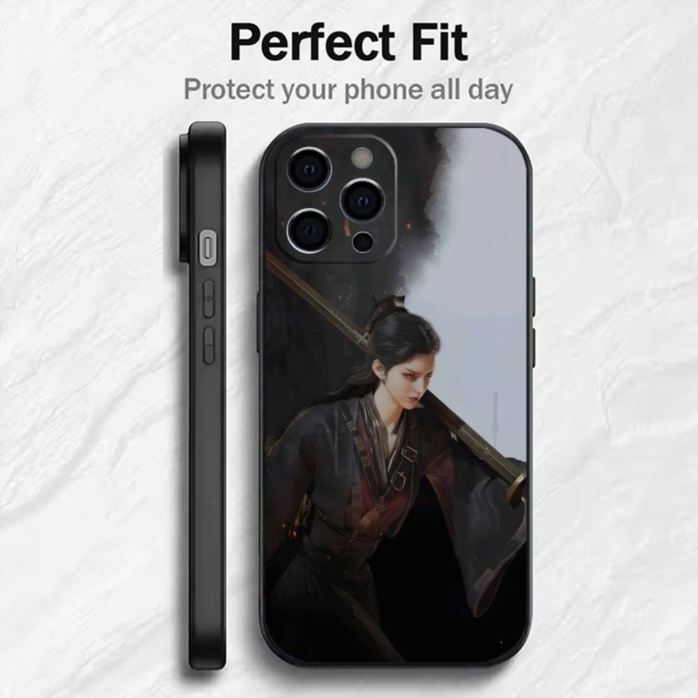 WWM Game W-Where Winds Meet Phone Case For iPhone17,16,15,14,13,12 Plus,Max Soft Silicone Black Cover iPhone17promax