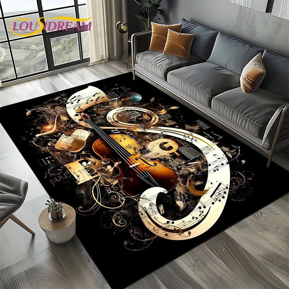 Dream Note Music Colorful Musical Score Cartoon Carpet Rug for Living Room Bedroom Home Sofa Decoration,Kid Non-slip Floor Mat
