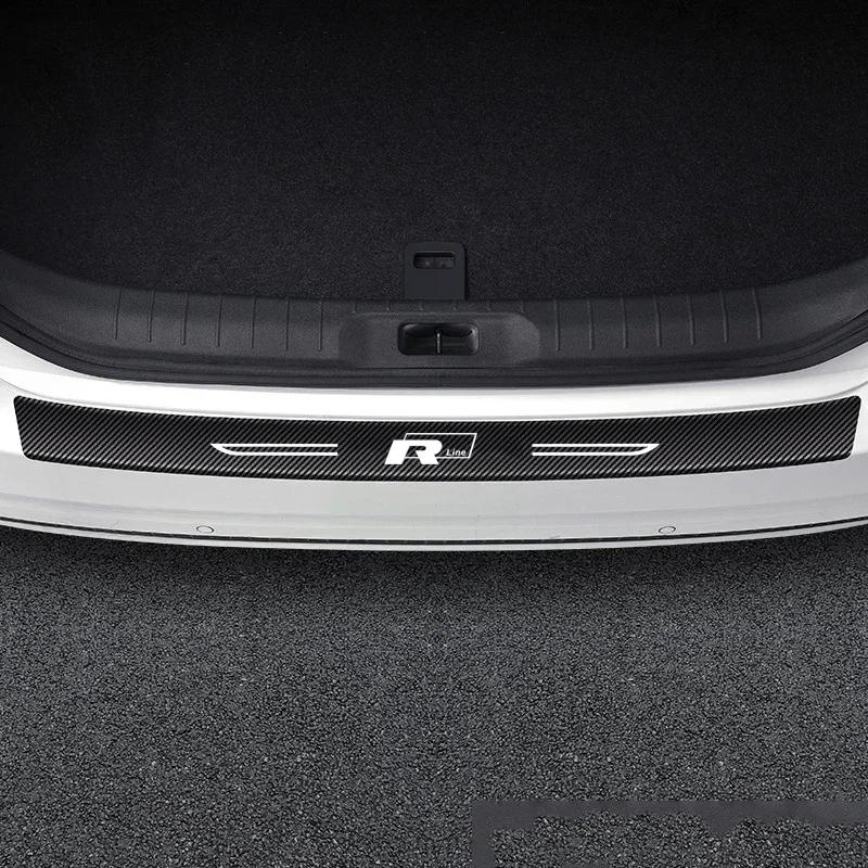 2026 Heiß Für VOLKSWAGEN VW Für Volkswagen VW Rline R line Logo Kohlefaser Auto Türschwellen Schutz Aufkleber Auto Hinterer Kofferraum