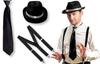 20s Gangster Set Costume Suspenders Hat