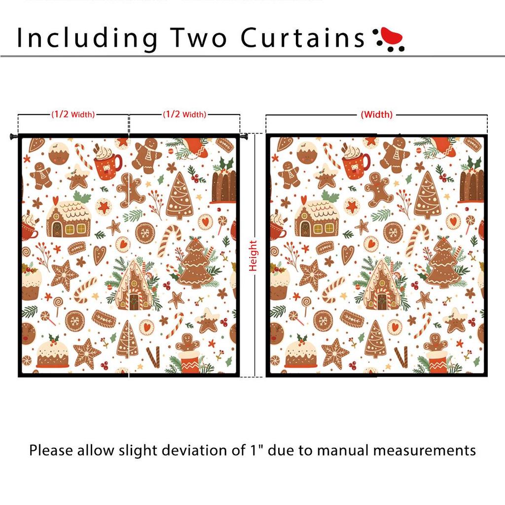 Christmas Gingerbread Man Digital Print Blackout Curtain – Polyester, Thickened, Sun Protection